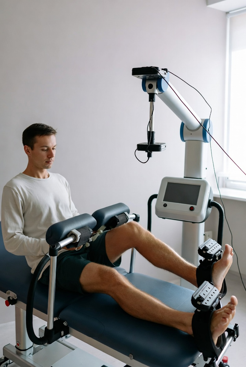 Paciente em sessão de fisioterapia